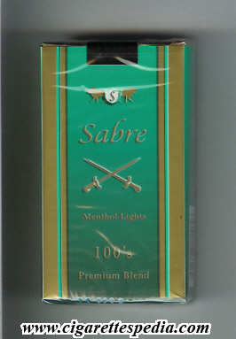 sabre colombian version premium blend menthol lights l 20 s colombia