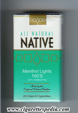 native all natural 100 additive free menthol lights l 20 s usa