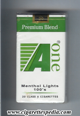 a one vertical one premium blend menthol lights l 20 s india usa