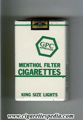 gpc design 1 approved menthol filter cigarettes lights ks 20 s usa