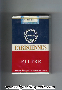 parisienne cigarettes Parisiennes (french version) (Filtre) KS-20-S - Argentina and France