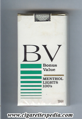 bv bonus value menthol lights l 20 s usa