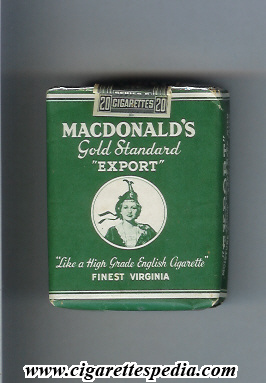 macdonald s gold standard export finest virginia s 20 s green canada