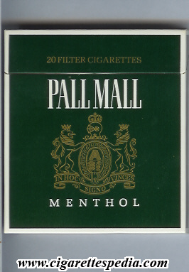 pall mall american version menthol filter cigarettes l 20 b green usa