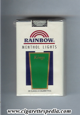 rainbow american version menthol lights ks 20 s usa