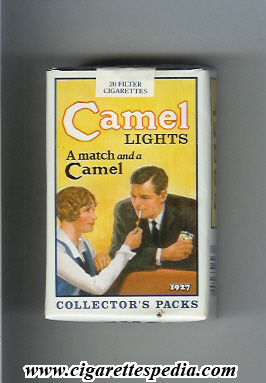camel collection version collector s packs 1927 lights a match and a camel ks 20 s usa