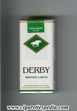 derby peruvian version menthol lights ks 10 s peru