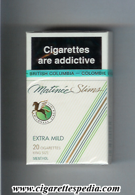 matinee with horse from the left mildness since 1913 slims extra mild menthol ks 20 h canada
