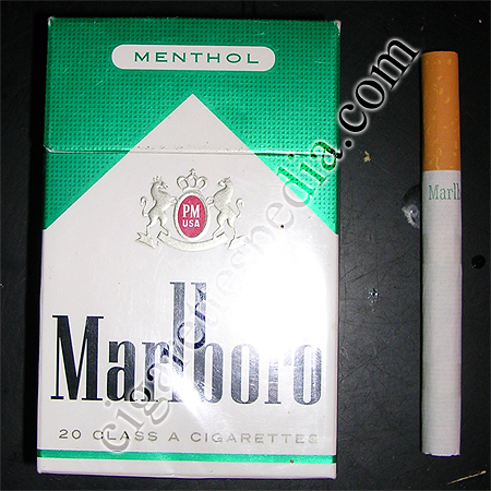 A hard pack of USA-made Marlboro Menthols.  From New York.