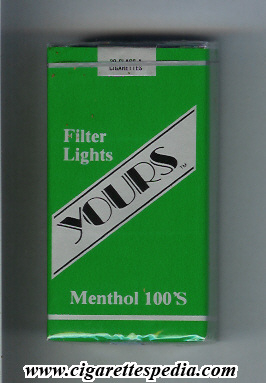 yours tm lights menthol l 20 s green silver usa