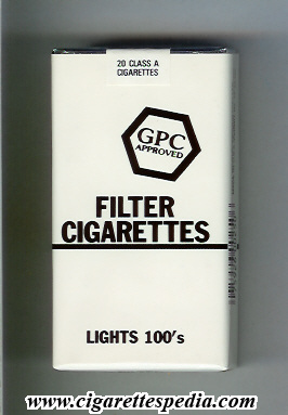 gpc design 1 approved filter cigarettes lights l 20 s usa