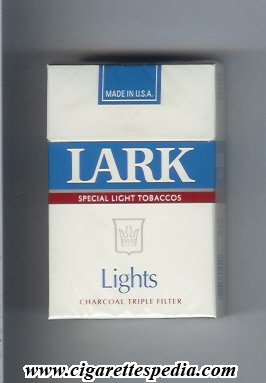 lark charcoal triple filter lights special light tobaccos ks 20 h white blue usa