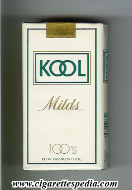 kool design 1 milds menthol l 20 s white usa
