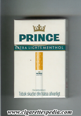 prince with cigarette extra lights menthol ks 20 h sweden 10000 th pack 11 06 2001 ctockholm