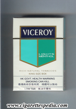 viceroy with big flag in the middle lights menthol ks 20 h rich natural tobaccos hong kong china usa