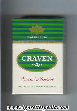 craven a special menthol ks 20 h white green lines england