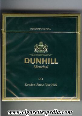 dunhill english version international menthol l 20 b england