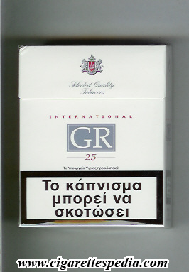 gr international selected quality tobaccos ks 25 h white greece