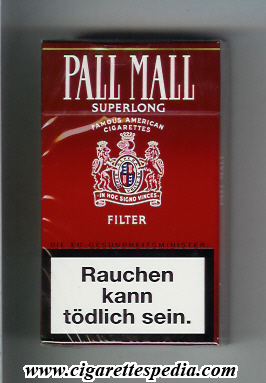 pall mall american version famous american cigarettes filter l 20 h filter from below germany usa