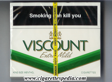 viscount viscount on white with v line extra mild menthol ks 25 b canada