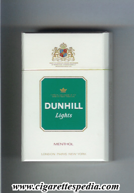 dunhill english version lights menthol ks 20 h white green belgium holland