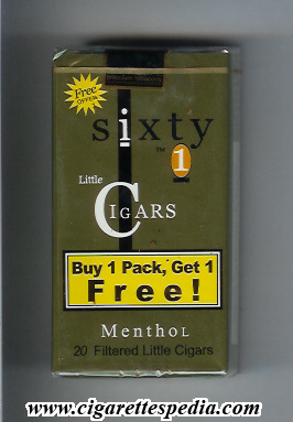 sixty 1 little cigars menthol l 20 s usa philippines