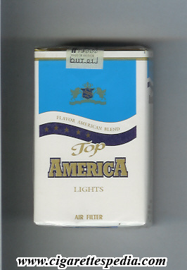 top america flavor american blend lights ks 20 s white blue brazil