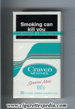 craven with wave menthol special mild l 20 h white green canada