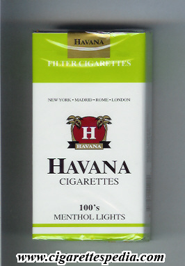 havana american version menthol lights l 20 s china usa