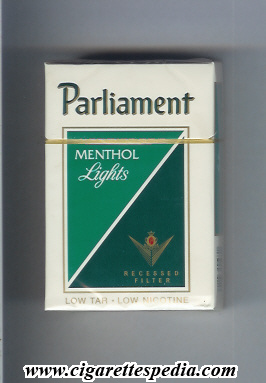 parliament emblem in the right from below menthol lights ks 20 h usa