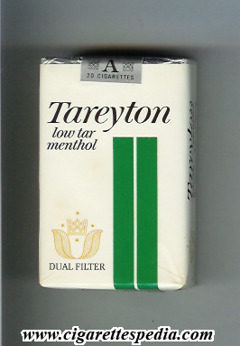 tareyton design 1 dual filter low tar menthol ks 20 s usa