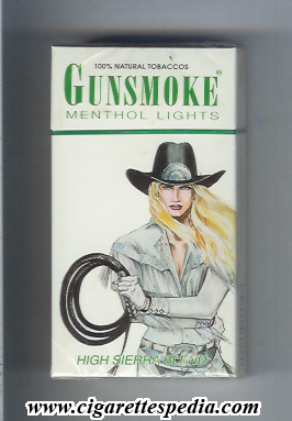 gunsmoke high sierra blend menthol lights l 20 h with cowgirl white usa