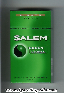 salem green label lights menthol l 20 h usa