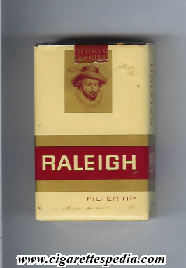 filter tip cigarettes Raleigh (design 4 with small photo) (Filter Tip) KS-20-S (yellow and red  and gold) - USA
