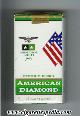 american diamond menthol light premium blend l 20 s usa