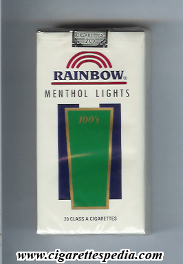 rainbow american version menthol lights l 20 s usa