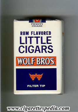 wolf bros design 1 little cigars rum flavored ks 20 s white blue usa