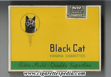 black cat with a cat virginia cigarettes extra mild s 25 b yellow canada