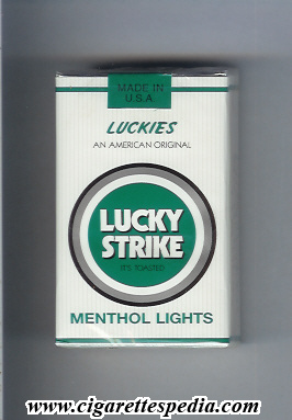 lucky strike luckies an american original menthol lights ks 20 s japan usa