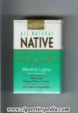 native all natural 100 additive free menthol lights ks 20 s usa