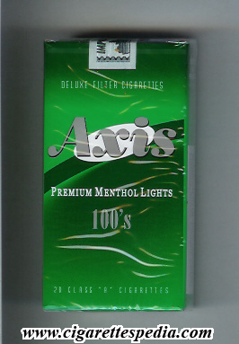 axis premium menthol lights l 20 s usa brazil