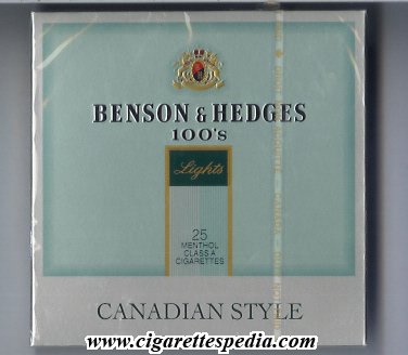 benson hedges canadian style lights menthol l 25 b canada usa