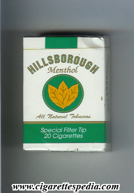 hillsborough all natural tobaccos menthol 0 9ks 20 s dominica