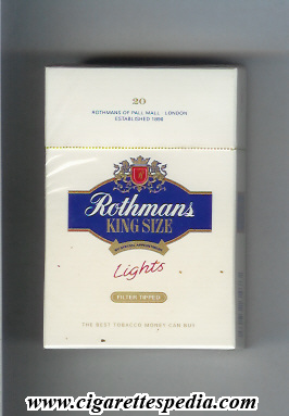 rothmans english version by special appointment filter tipped lights ks 20 h england