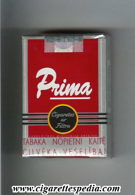 prima latvian version sigaretes ar filtru ks 20 s red silver latvia