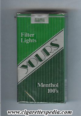 yours r lights menthol l 20 s green silver dark green usa