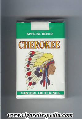 cherokee american version menthol light special blend ks 20 s usa