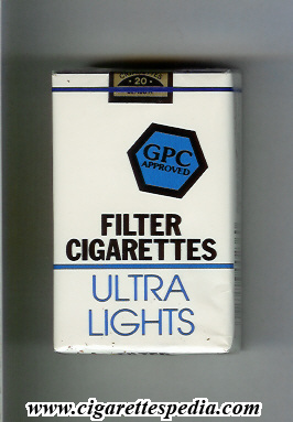 gpc design 1 approved filter cigarettes ultra lights ks 20 s usa