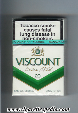 viscount viscount on white with v line extra mild menthol ks 20 h canada