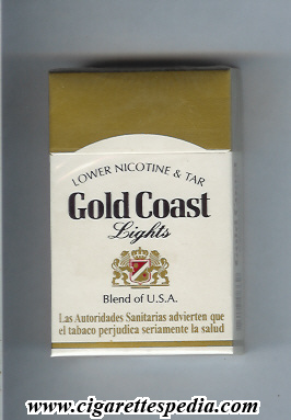 Gold Coast (american version) (Lights Lower Nicotine and Tar Blend of  U.S.A.) KS-20-H - Spain and USA - Cigarettes Pedia